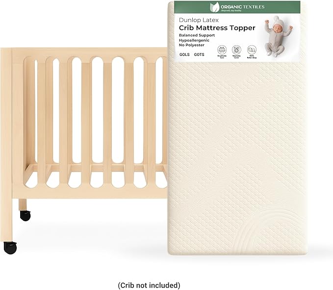 ORGANIC TEXTILES Dual Zone (Firm/Soft) GOLS Certified Latex Mattress Topper for Baby with GOTS Certified Cotton Cover - 3" Cradle (36"x18")