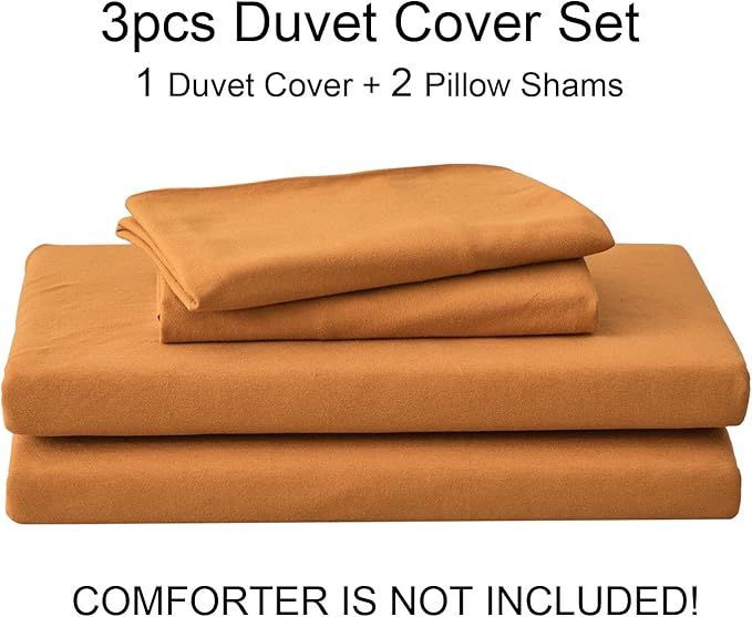 PURE ERA Jersey Knit Duvet Cover Set 100% T-Shirt Cotton Super Soft Comfy 3pc Bedding Set with Zipper Closure (Solid Burnt Orange, Full)