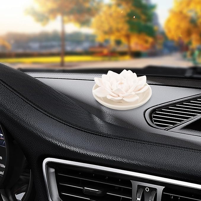 Cabilock Essential Oil Passive Diffuser Stone Lotus Flower Aromatherapy Ornaments for Home Car Bedroom Bathroom 3.35 Inch Plaster Scented Decoration