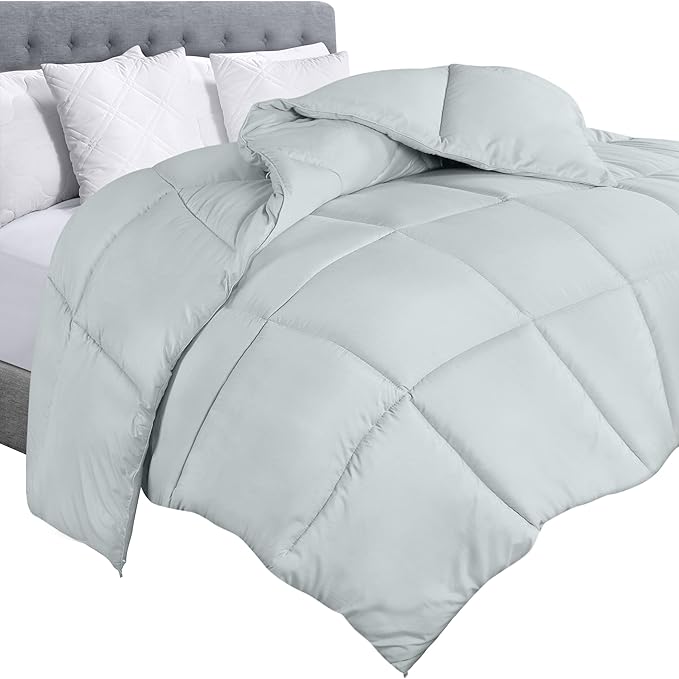 Utopia Bedding Queen Comforter Duvet Insert, Quilted Light Grey Comforter with Corner Tabs, Box Stitched Down Alternative Comforters Queen Size 88 x 88 inches