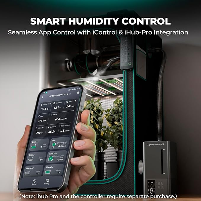 MARS HYDRO 2026 New Plant Humidifier 6L,with Adjustable Humidity,Timer Function,Ultrasonic Precise and Silent Operation,No-Leak Seal for Grow Tent,Indoor Planting,Greenhouse
