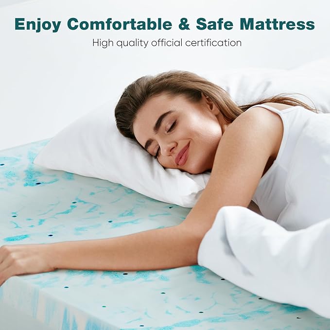 Sweetcrispy Mattress Topper California King, 4 Inch Thick Memory Foam Gel Infused Cooling Toppers Pad for Bed, Sleeper Sofa, RV, Camper, CertiPUR US Certified, Ventilated and Breathable