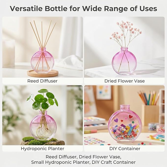 150ml/5oz Empty Glass Diffuser Bottle - Aromatherapy Storage Container & Fragrance Accessories - Use for DIY Replacement Diffuser Sticks Sets, Oils, Crafts & Decor (Purple)