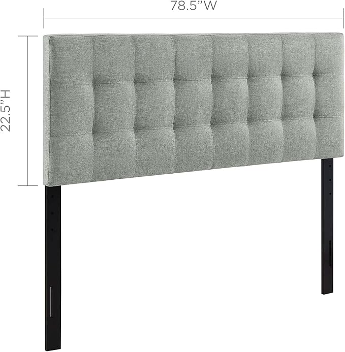 Modway Lily Tufted Linen Fabric Upholstered King Headboard in Gray