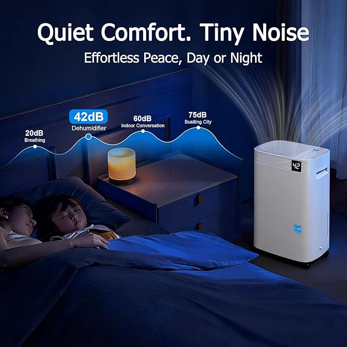 Ludatido 2026 Energy Star 4500 Sq.Ft 75 Pint Dehumidifier for Basements with Large 1.32 Gal Tank,Portable Smart Compressor Dehumidifier for Home
