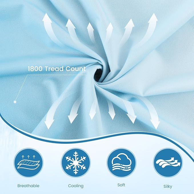 LUXEAR Cooling Pillow Cases, 2 Pack Queen Size Arc-Chill Q-max > 0.5 Gradient Cool Pillowcases for Hair Skin,Silky Cooling Summer Pillow Covers for Hot Sleepers & Night Sweats-Gradient Light Blue