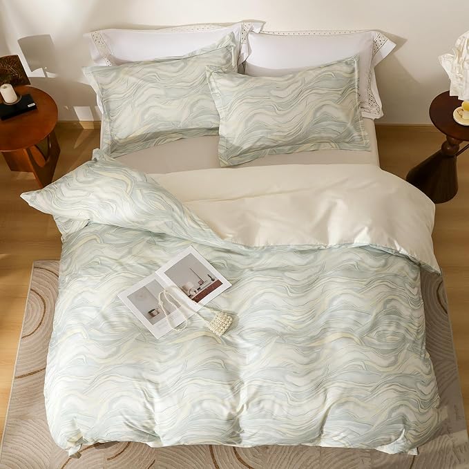 OAITE Duvet Cover Set Twin Size Floral Pattern Ultra Soft 100% Cotton Duvet Cover Sets 3-PC, Breathable Duvet Cover with Zipper Closure & Corner Ties