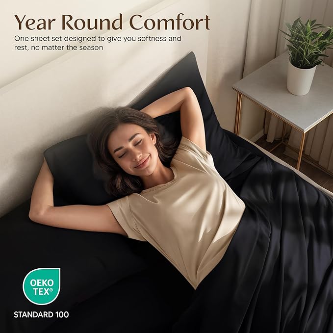 Utopia Bedding Twin XL Sheet Set – 3 Piece Bed Sheets for Twin XL Size Bed, Soft and Breathable Microfiber, Includes 1 Fitted Sheet, 1 Flat Sheet and 1 Pillowcase – Oeko Tex (Black)