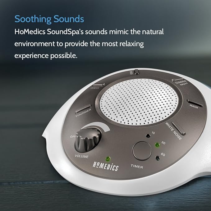 Homedics SoundSleep White Noise Sound Machine, Gold, Small Travel Sound Machine with 6 Relaxing Nature Sounds, Portable Sound Therapy for Home, Office, Nursery, Auto-Off Timer, by Homedics (Pack of 3)