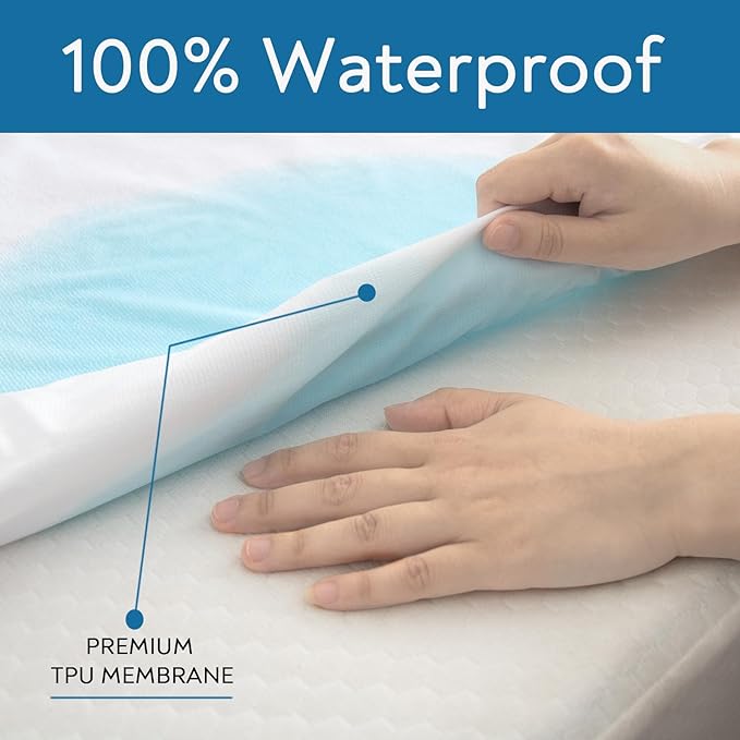 Twin XL Mattress Protector Waterproof Breathable Terry Premium Fitted up to 14'' Depth Pocket, Ultra Soft and Breathable Mattress Pad Cover Twin Extra Long (XL), Noiseless