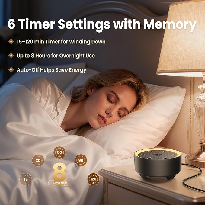 Kipcush Sleep Sound Machine - 21 High-Fidelity Non-Looping Sounds, Portable White Noise Machine for Baby, Kids & Adults, Dimmable Night Light, 6 Auto-Off Timers, USB Powered for Travel, Home & Office