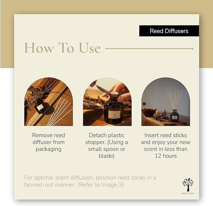 PRISTINE Swiss Château/Inspired by Hilton Reed Diffuser - Home & Bathroom | Fresh Cut Rose, Tangerine, Cedarwood Oil Reed Diffuser Set | Oil & Reed Diffuser Sticks, Home & Office Decor, Fragrance Gift