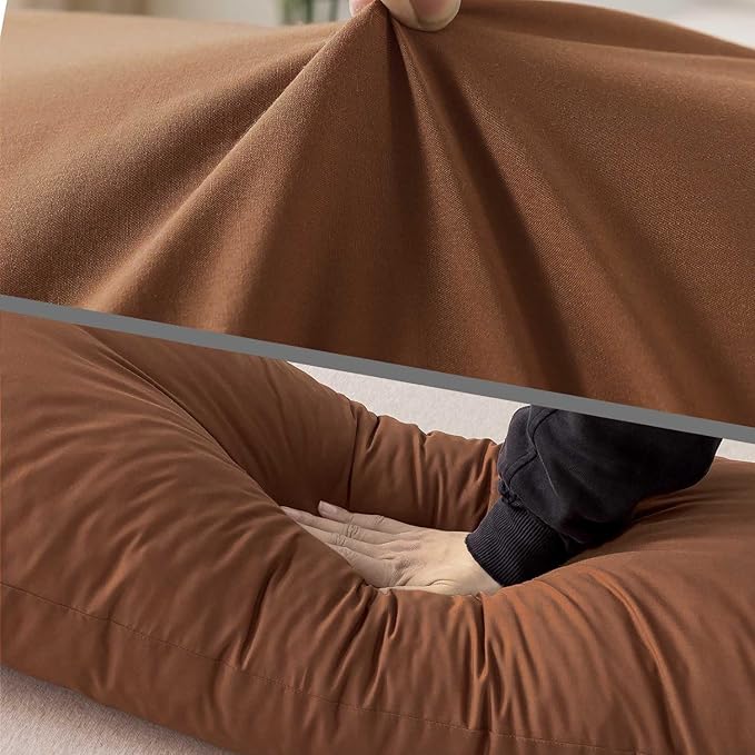 WhatsBedding Memory Foam Body Pillow with Breathable Zippered Cotton Cover, Full Body Pillow for Adults, Long Pillow for Sleeping, Firm Breathable Fluffy Supportive-Mocha Brown
