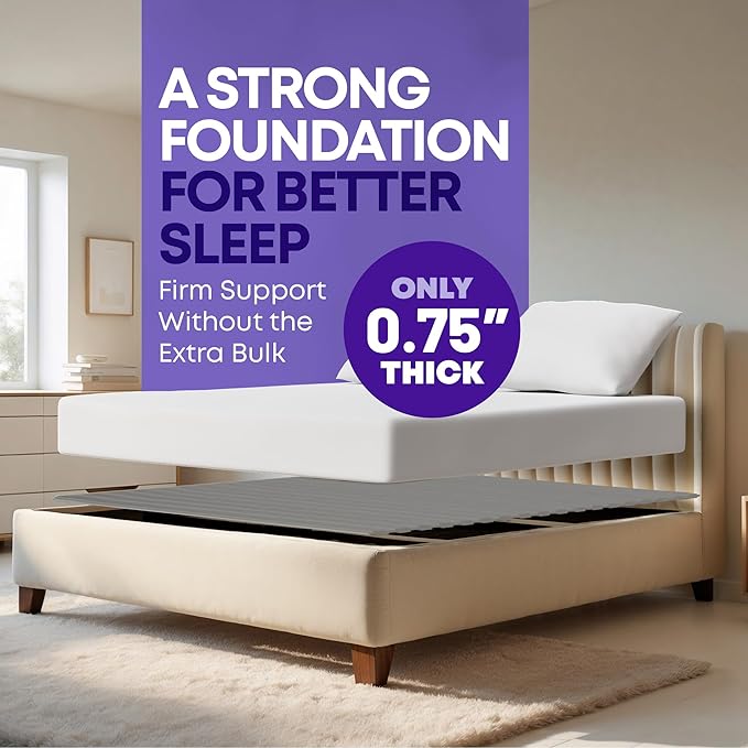 Greaton, Wooden Queen Bed Slats for Support Under Mattress with Cover – Replacement Wood Slats for Queen Size Bed Frame – Under Mattress Support Without Extra Height – 2.38-Inch Standard Width
