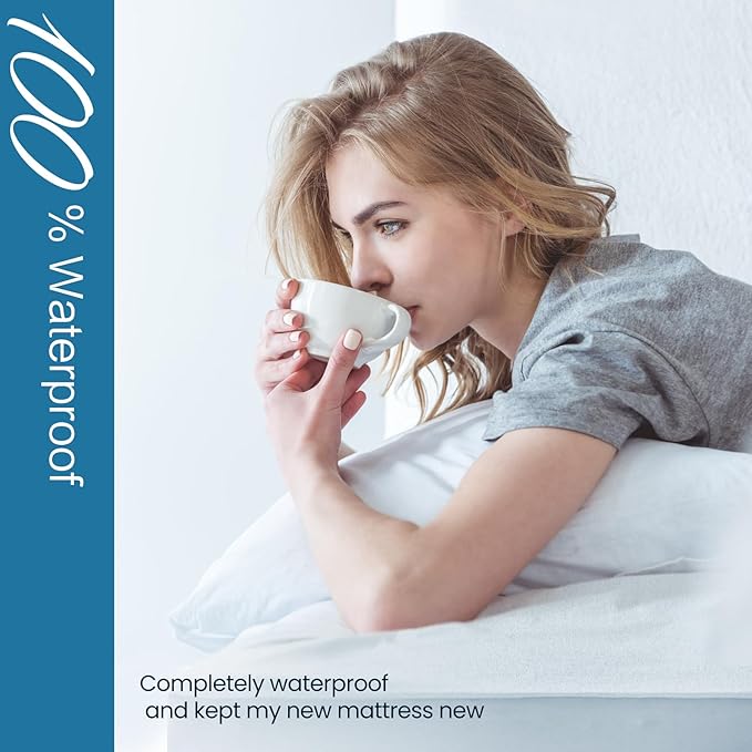TASTELIFE Twin Size Waterproof Mattress Protector, Stretch to 18" Fitted Deep Pocket Mattress Protection Cover Vinyl-Free Washable, Breathable & Noiseless (White)