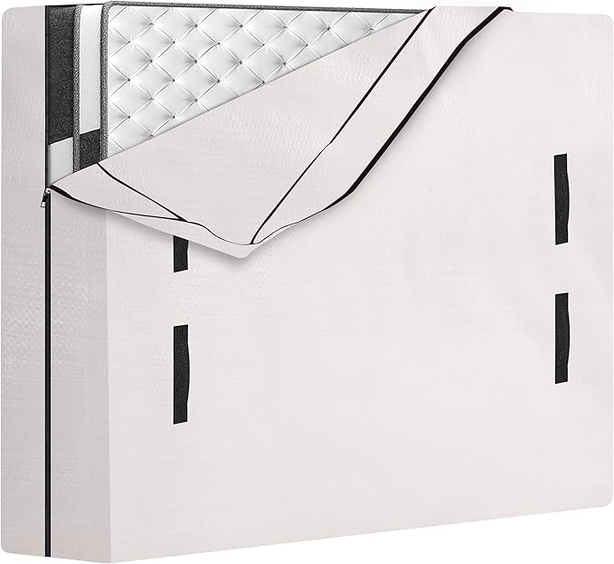 HOMESURE King Mattress Bag for Moving and Storage, Semi-Transparent, Heavy Duty, Strong Zipper Closure, 8 Handles, Eco-Friendly