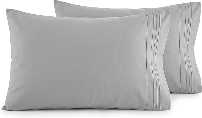 Elegant Comfort Luxury Ultra-Soft 2-Piece Pillowcase Set - 1500 Premium Hotel Quality Microfiber Double Brushed - Wrinkle Resistant, Standard/Queen, Silver Blue