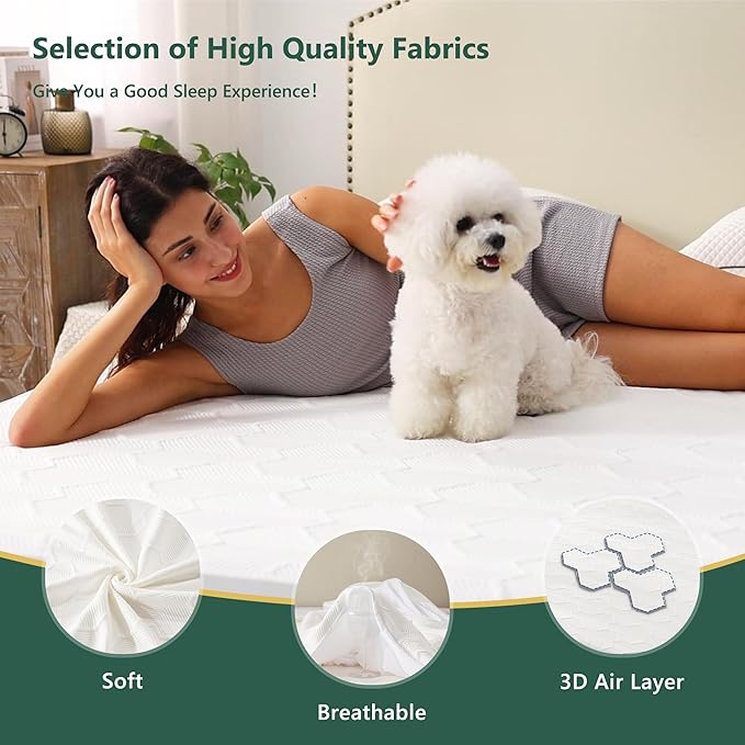 King Size Waterproof Mattress Protector, 40% Rayon Derived from Bamboo Cooling Mattress Pad Cover, 3D Air Fabric Breathable Mattress Pad Fitted with Deep Pocket 6"- 15" Machine Washable