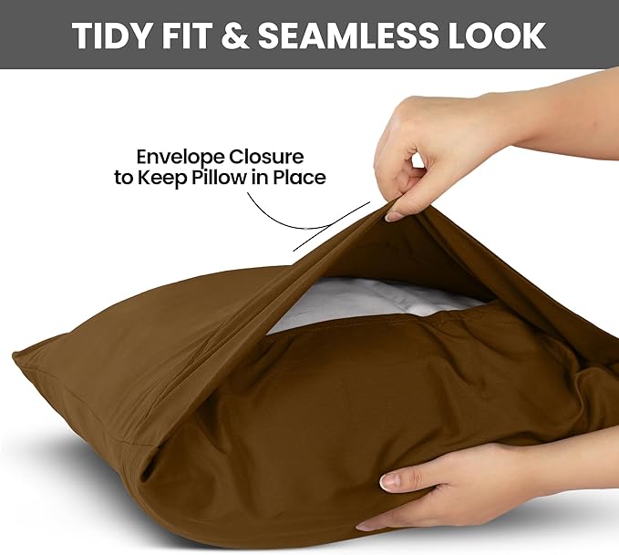Utopia Bedding Queen Pillow Cases - 2 Pack - Envelope Closure - Soft Brushed Microfiber Fabric - Shrinkage and Fade Resistant Pillow Covers Queen Size 20 X 30 Inches (Queen, Mocha)
