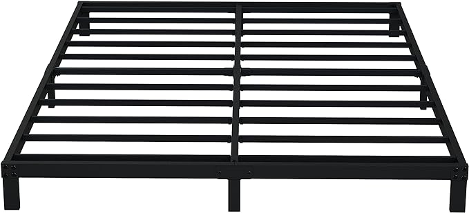 EMODA 6 Inch King Bed Frame No Box Spring Needed, Heavy Duty Metal Platform with Steel Slats, Noise Free, Easy Assembly, Black