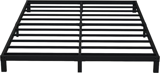 EMODA 6 Inch California King Bed Frames Heavy Duty Metal Cal King Platform with Steel Slats Support, No Box Spring Needed, Noise Free, Black