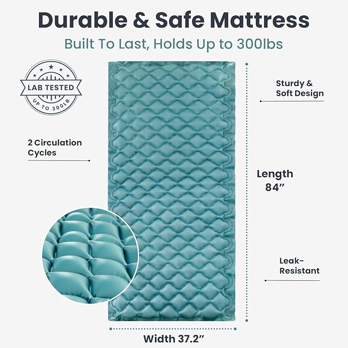 Pelegon Alternating Air Pressure Mattress Pad – Hospital Bed Mattress Topper for Bedridden Patients, Pressure Relief Mattress Topper to Reduce Bed Sores, Whisper-Quiet Pump, Medical-Grade Support