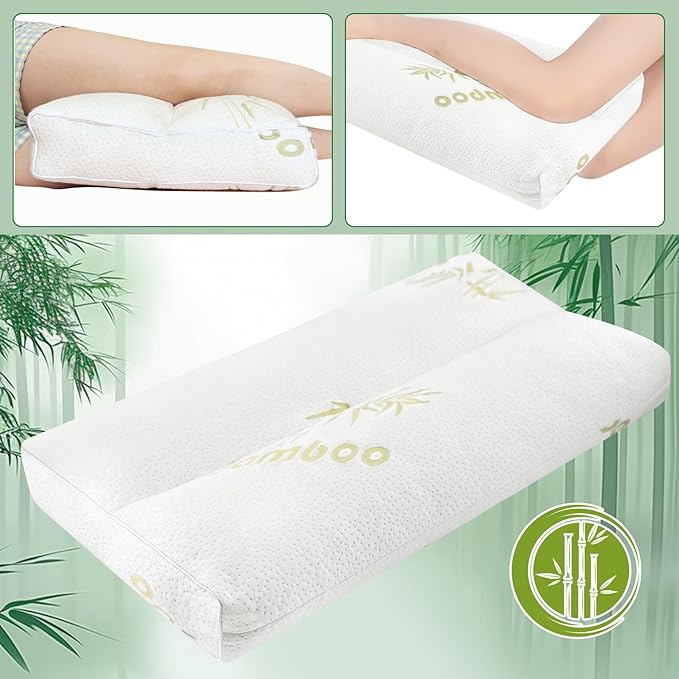 MINUPWELL Knee Pillow for Side Sleepers - 3" Height Between Leg & Under Knee Pillow for Back Sleepers - with 850G 7D Fiber for Relieving Leg, Back, and Knee Pain - Rayon Derived from Bamboo