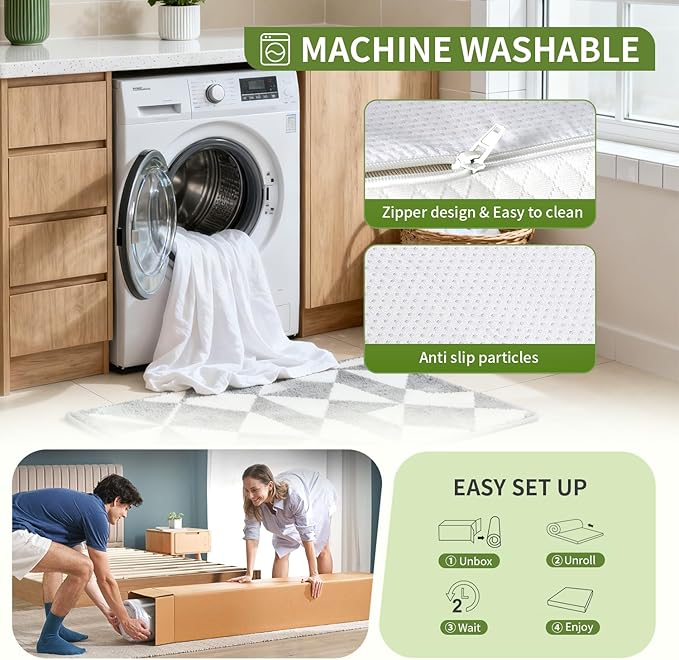 FDW | 5 Inch Twin XL Mattress | Medium Firm | Gel Memory Foam Mattress | White | Bed in a Box, CertiPUR-US Certified | Pressure Relief, Cooling Ventilated Foam | Washable Removable Cover