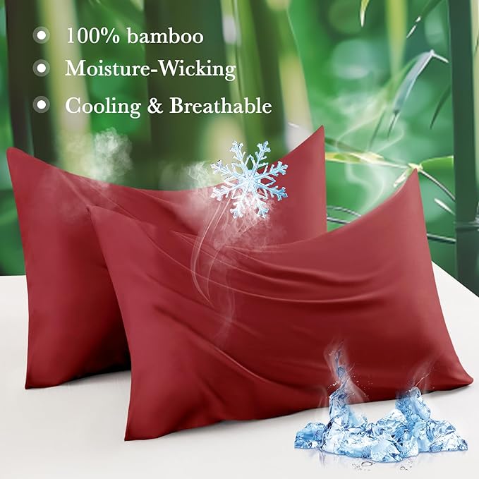Curved Pillow Case King Size, Side Sleeper Pillow Cases Cover Cooling Rayon Derived from Bamboo with Zipper for hot Sleepers Hair and Skin, Breathable Silky Soft Pillowcase 1 Pack 20 * 36 Inches