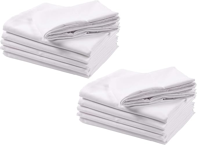 KAF Home Brushed Microfiber Pillow Cases Bulk Pack, Control Allergies and Ensure Sound Sleep, Set of 12, White