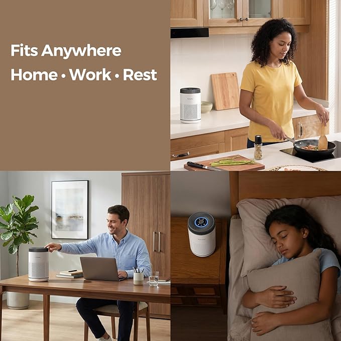 Purivortex Air Purifier for Bedroom, HEPA Air Purifier for Smoke, Dust, Pollen, Pet Dander, Odor & Hair, Quiet Portable Air Cleaner with Sleep Mode, Covers Up to 540 Sq Ft, AC300 Pro White