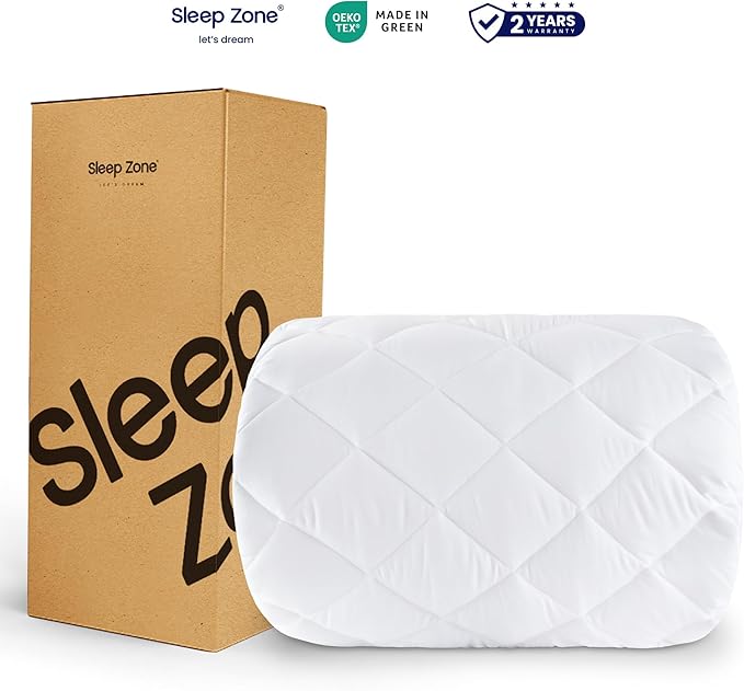 SLEEP ZONE Cozy Mattress Pad Cal King Size, Extra Deep Pocket, Non Slip and Washable Mattress Protector, Dust Proof (White, Cal King, 72x84)