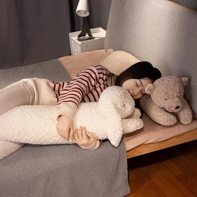 Rabbit Plush Pillow, Rabbit Stuffed Animal, Rabbit Plush Long Body Pillow for Kids Adults (White,35 inch)