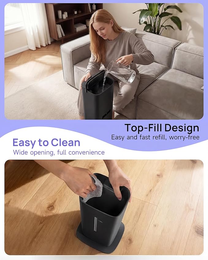 Humidifier Large Room, 2.1Gal/8L Cool Mist Humidifiers for Bedroom 500 sq ft, Humidifiers for Home with Essential Oil Diffuser, Top Fill Quiet Humidifier for Baby Nursery Office Plants, Black