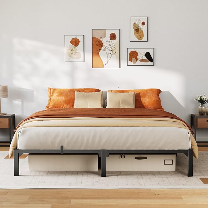 GarveeHome 10 Inch King Bed Frame, Heavy Duty Metal Platform Bed Frame with Iron Slat Support, No Box Spring Needed, Tool-Free Assembly, Supports 800 Lbs