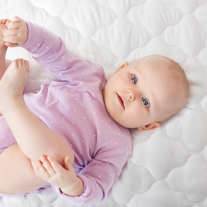 Waterproof Crib Mattress Protector, Cotton Fabric Toddler Mattress Sheets, Crib Sheets for Boys and Girls