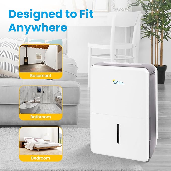 Senville SENDH-50AEN1 50 Pint Dehumidifier for Large Rooms, Basement, Up to 4500 Sq. Ft.