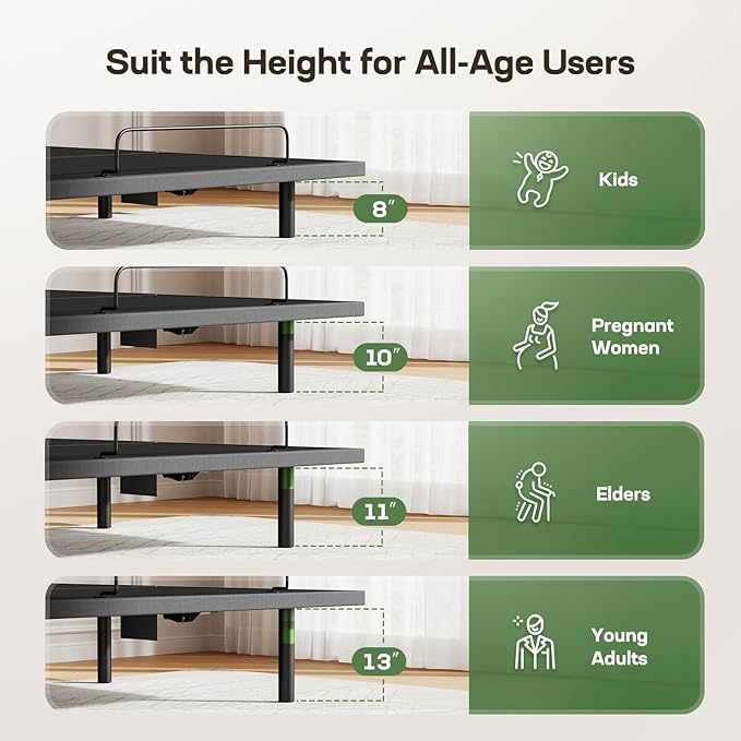 Marsail MS01 Queen Adjustable Bed Frame + 10-inch Gel Memory Foam Mattress, Adjustable Bed Base with Under-Bed Nightlight, Wireless Remote Control Adjustable Bed with 4 Height Options, Queen