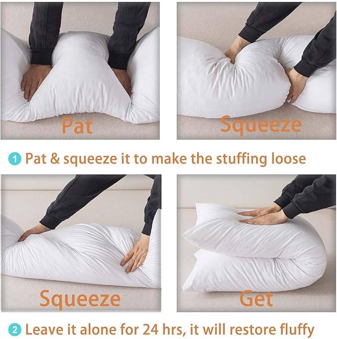 WhatsBedding Memory Foam Body Pillow with Breathable Zippered Cotton Cover, Full Body Pillow for Adults, Long Pillow for Sleeping, Firm Breathable Fluffy Supportive-Beige