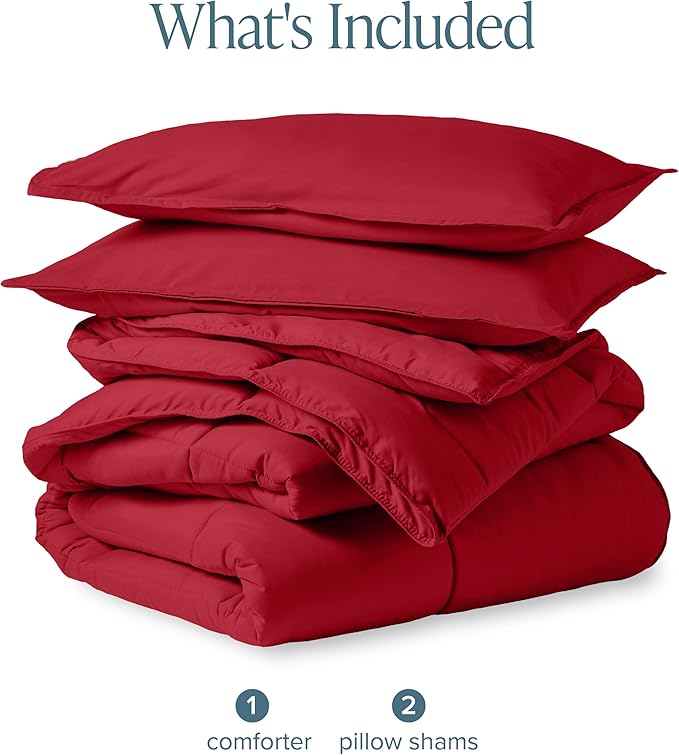 Bare Home Comforter Set - Oversized King Size - Ultra-Soft - Goose Down Alternative - Premium 1800 Series - All Season Warmth (Oversized King, Red)