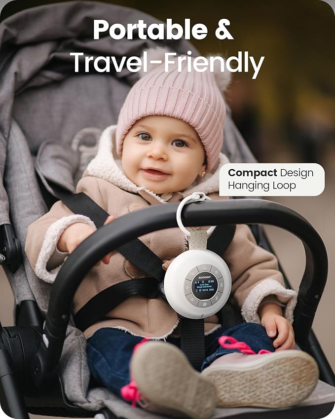 Glocusent Portable Sound Machine for Baby Kids Adults - 62 Sounds & 5W Speaker White Noise Machine for Sleeping, 30-hr Lasting Rechargeable Sound Machine with 4 Timer, Suitable for Home Travel