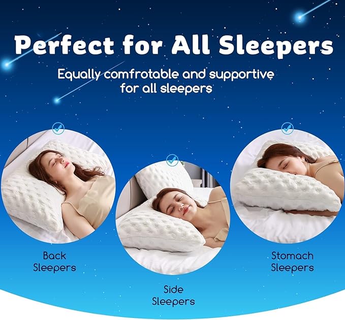 KUCEY Cooling Side Sleeper Pillow for Neck and Shoulder Pain, Luxury Shredded Memory Foam Curved Bed Pillows for Sleeping Set of 1- Adjustable Queen Size- Washable Cover Crescent White