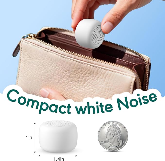 Portable Sound Machine for Baby Adults,Travel Sound Machine,Mini White Noise Machine,16 Non-looping Sounds &Timer, Memory Function,Sleep Sound Machines Perfect for Privacy Hotel Gift (Tiny)
