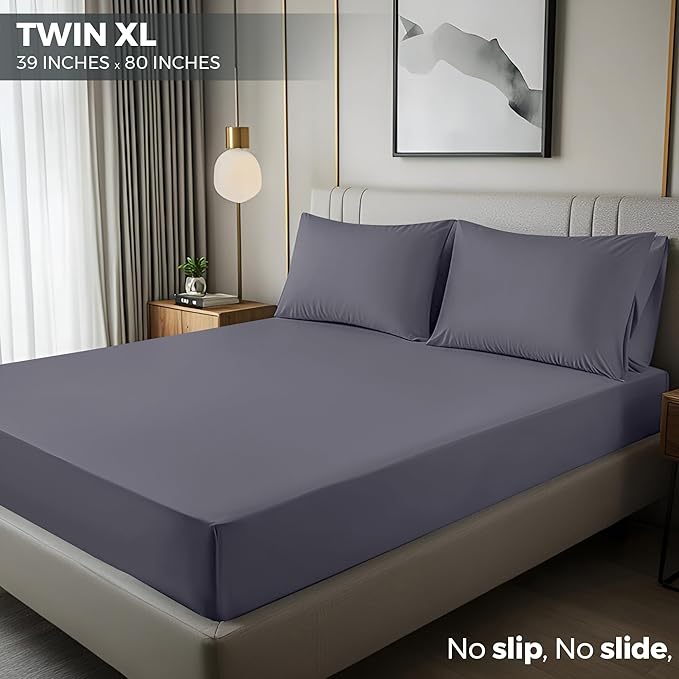 Utopia Bedding Twin XL Fitted Sheets - Bulk Pack of 2 Bottom Sheets - Soft Brushed Microfiber - Deep Pockets - Shrinkage & Fade Resistant - Easy Care (Twin XL, Grey)