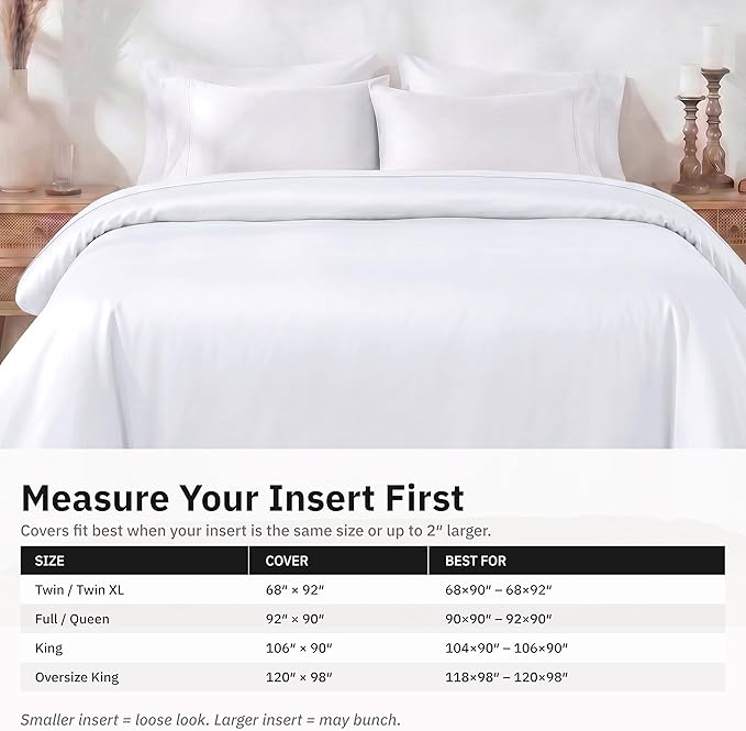 California Design Den Duvet Cover King Size Only - Winner Good Housekeeping Best Bedding Awards 2025, Premium 400 Thread Count Sateen, 100% Cotton Duvet Covers, Button Closure & Corner Ties - White