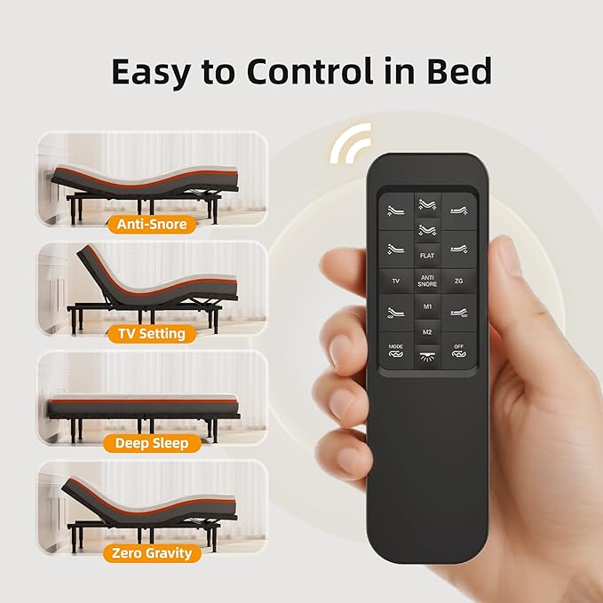 YCS yiree Massage-Enabled Model Adjustable Bed frame—Offers independent head and foot angle adjustment and massage, built-to-last, one-touch zero-gravity preset, and wireless remote control. (Twin XL)