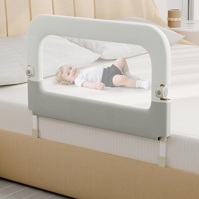 omzer Bed Guard Rail for Toddlers - 32inch Folding up & Adjustable Heights Baby Bed Safety Rails - Portable Toddler Bed Barrier Railing Guard for Kids Twin, Bunk, Queen, Full Size Bed