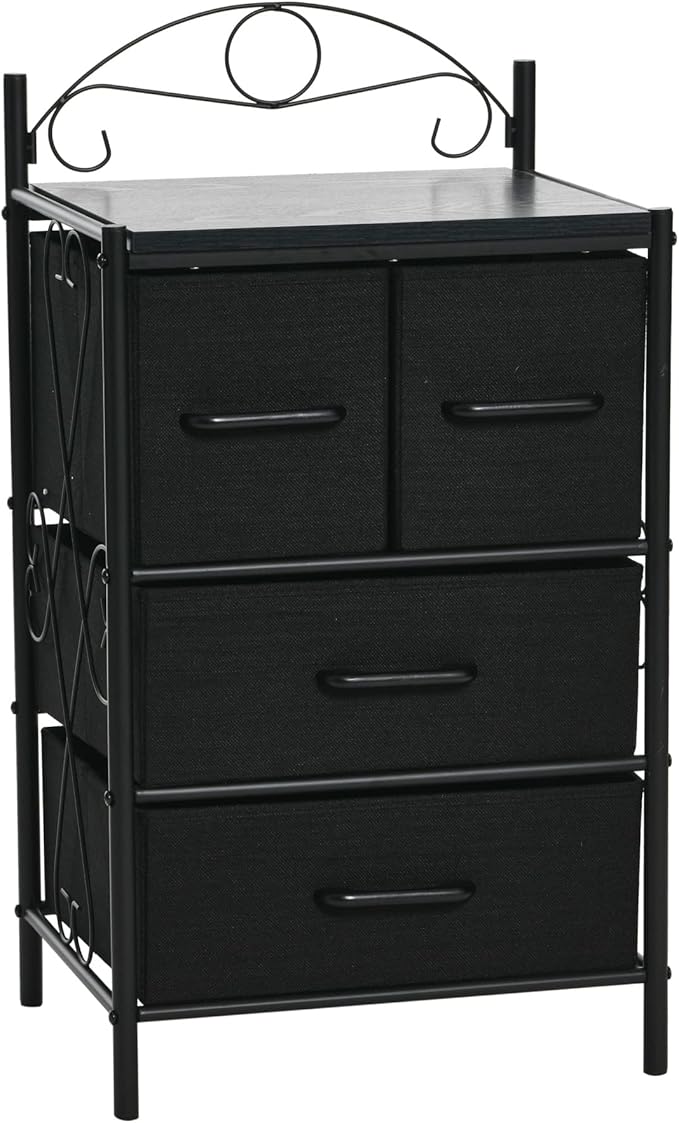 Household Essentials Black Oak & Iron Four Drawer Chest