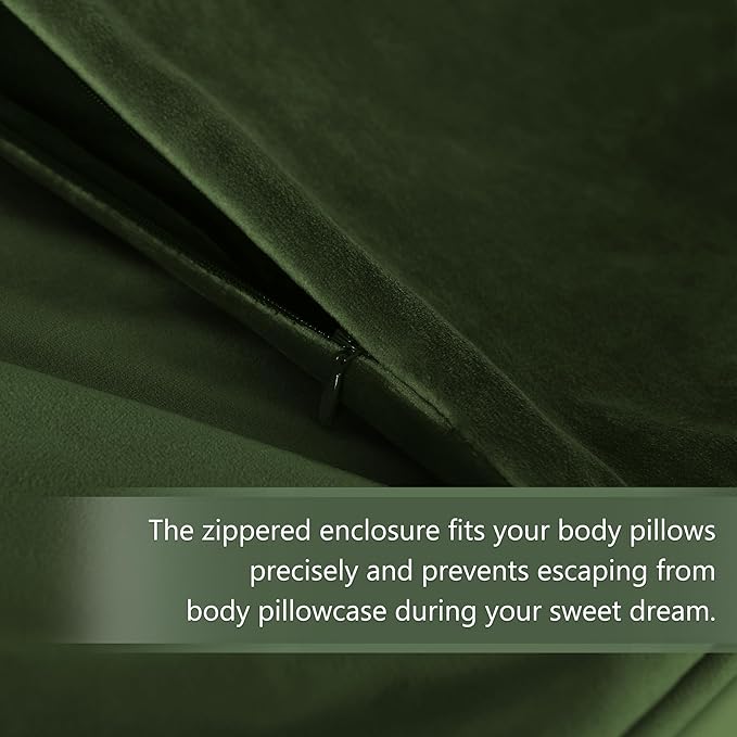 StangH Moss Green Body Pillowcover Christmas Velvet Pillowcase for Bed Couch, Super Soft Pillow Cover with Hidden Zipper for Pregancy/Back Neck Pain, 20 x 54-inch, 1 Piece