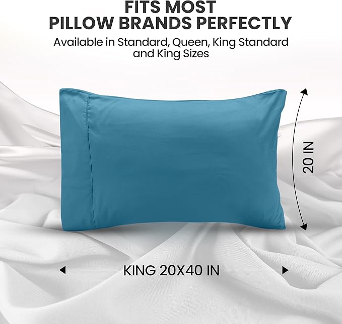 Utopia Bedding Pillow Cases King Size 2-Pack – Soft Brushed Microfiber – Envelope Closure – Perfect for Hospitals, Hotels, Guest Rooms – Oeko-TEX Certified, 20x40 Inches (Denim Blue)